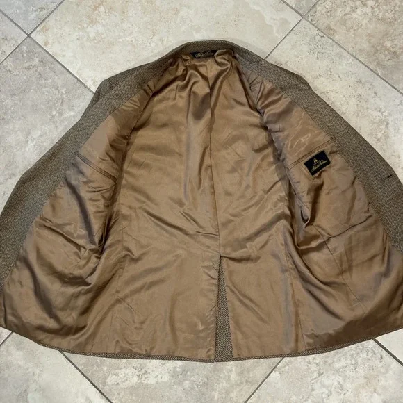 Brooks Brothers Blazer Mens 40S Brown Wool Tweed 2 Button Sports Coat Jacket USA Sport Coats & Blazers